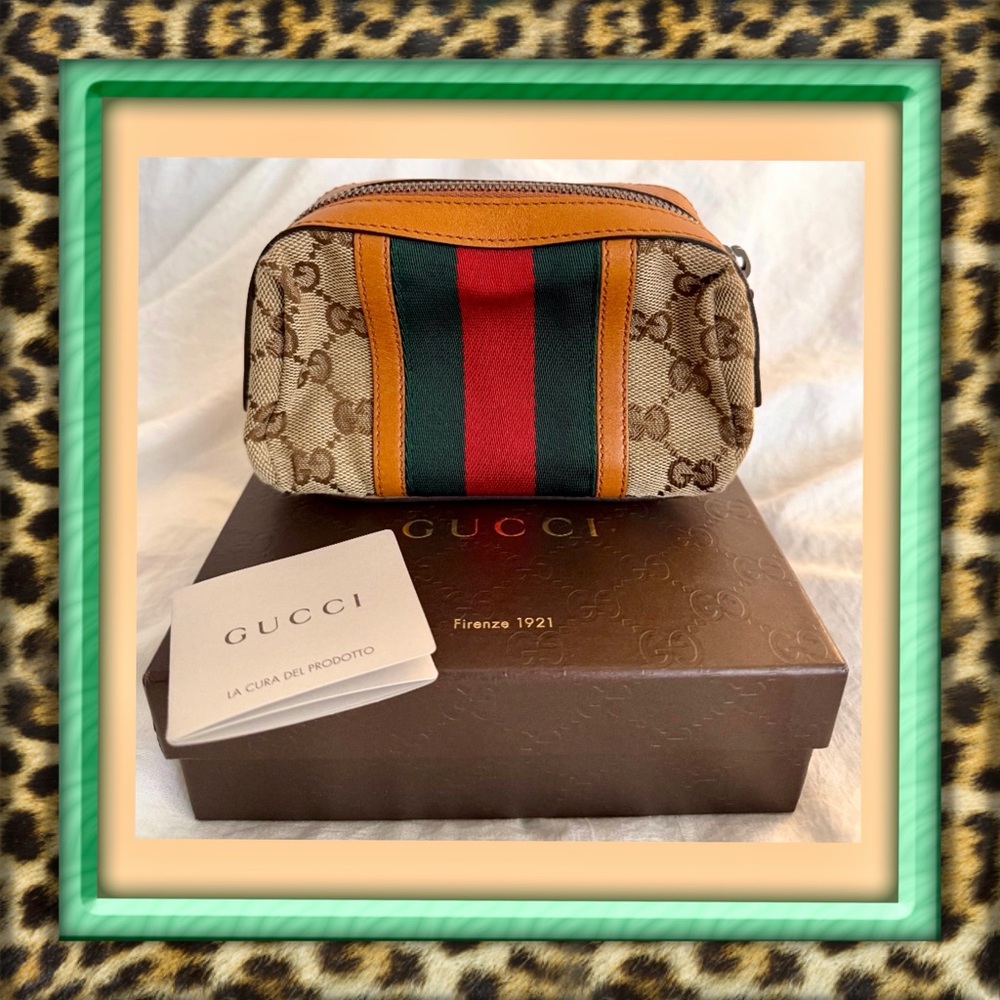 👑✅PRICE FIRM✅ AUTHENTIC Gucci Mini Web Cosmetic Pouch